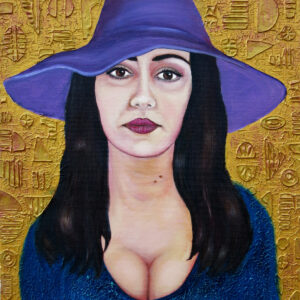 Woman in the Blue Hat Mixed med. on cavas 24x18 inches